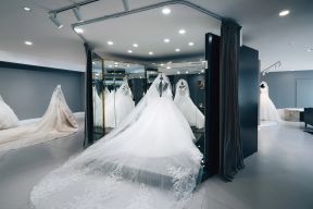杭州轻奢婚纱店高级婚纱展台装修设计效果图