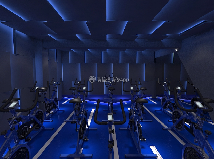 杭州1500平米健身中心单车室灯饰装修案例