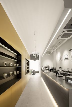 杭州100平米咖啡厅吧台走廊装修设计效果图