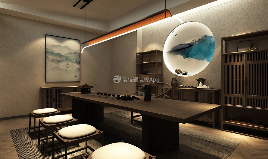 杭州600平米美容会所中式会议室装修设计图