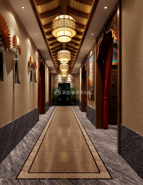 杭州1800平米洗浴中心走廊装修设计图