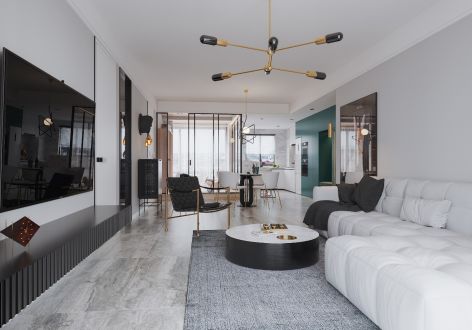 保利珑樾现代风格100平米三居室装修案例