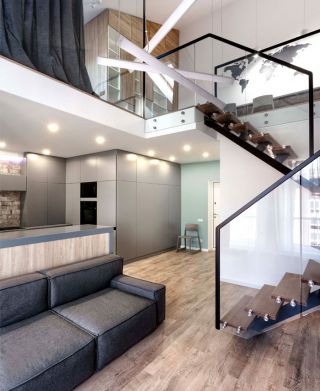 80平米跃层式公寓室内装修设计效果图