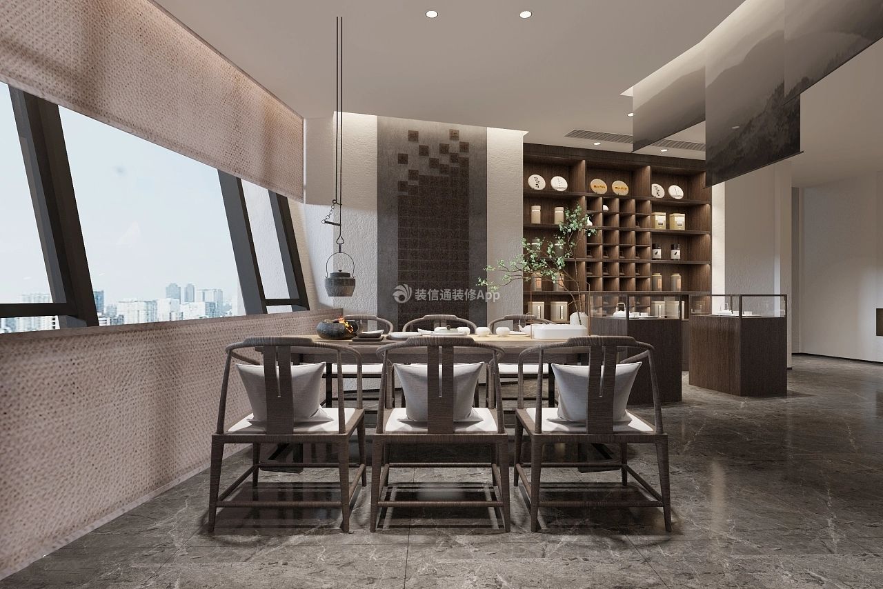 杭州470平米新中式茶馆室内装潢设计效果图