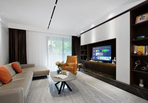保利珑樾现代简约风格106平米三居室装修案例