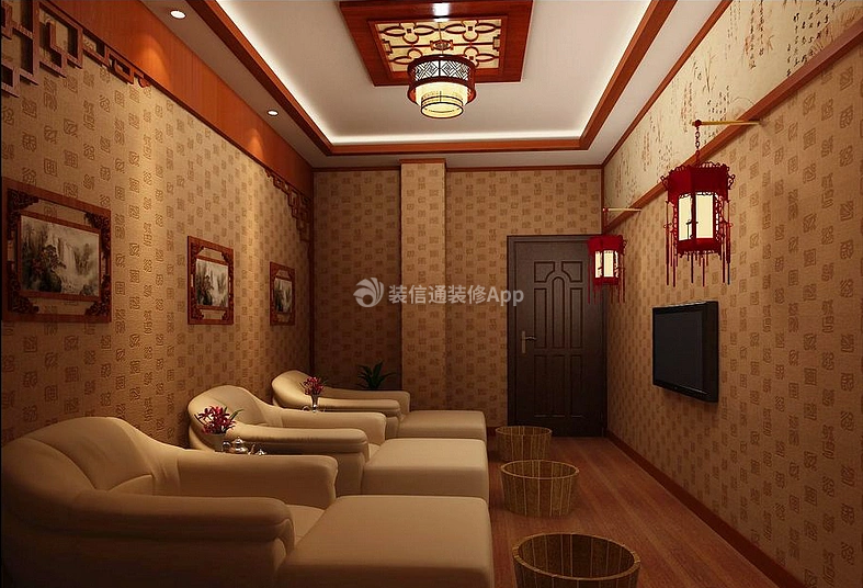 杭州足浴店室内墙面装饰设计效果图