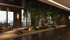 杭州1000平米娱乐会所室内盆绿植布局装修案例