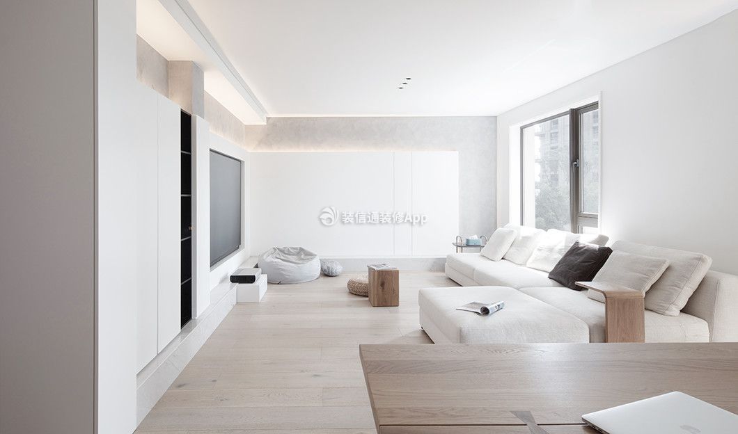 120平米现代住宅极简白色客厅装修案例