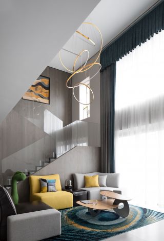 350平米现代别墅室内客厅装修设计效果图