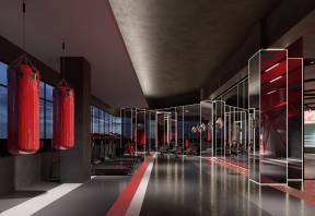 杭州900平米拳击馆训练区走廊装修设计效果图