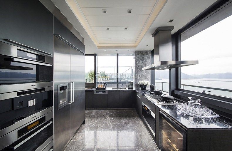 160平米住宅现代欧式厨房装修设计效果图