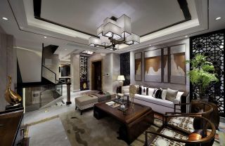 480平米别墅中式客厅装修设计效果图