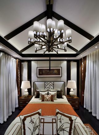 800平米独栋别墅室内中式卧室装修设计图