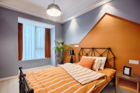 橙色墙面装修效果图片 极简卧室设计图片