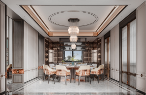 600平米新中式别墅餐厅装修设计效果图