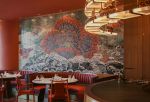 广州国潮餐饮店大厅背景墙装修设计效果图