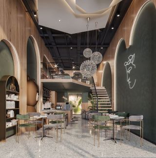 广州现代风格咖啡馆装修设计效果图
