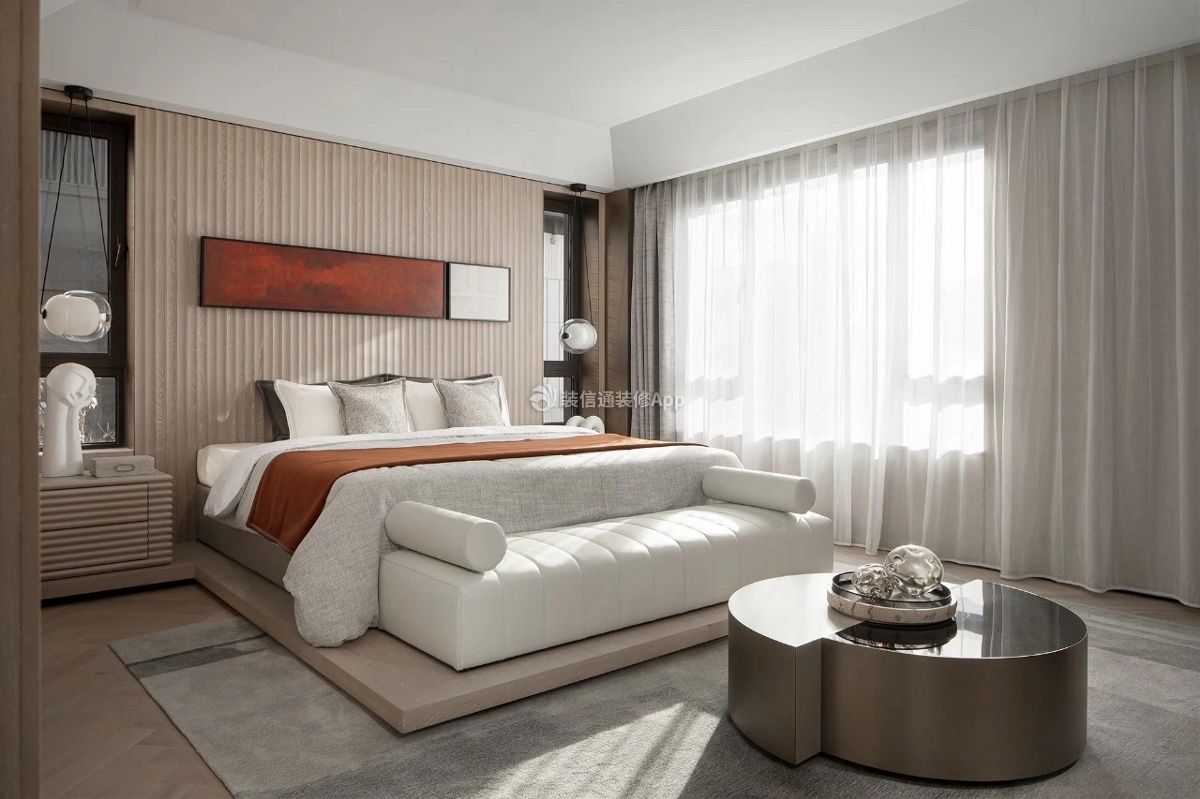 150平米现代住宅卧室轻奢风格装修图