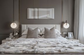 现代简约卧室床头背景墙效果图 现代简约卧室床效果图