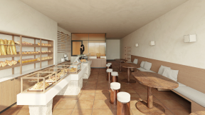 广州小众面包店室内装修设计效果图