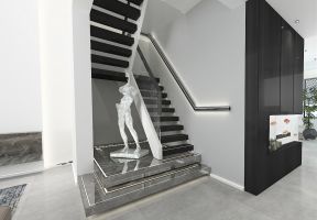 别墅现代简约楼梯间装饰效果图