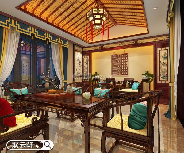 中式别墅茶室装修图