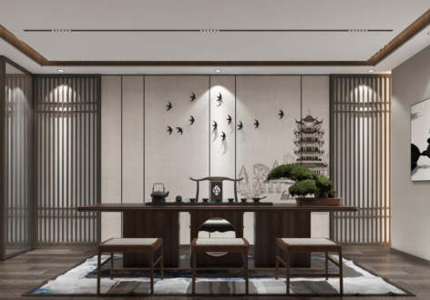 茶室320平新中式风格装修设计案例