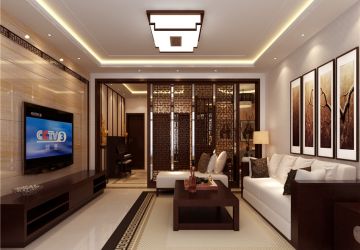 中海国际社区125平三居室中式风格装修案例