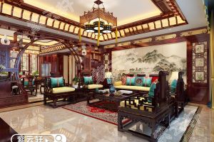 [紫云轩装饰]河北中式风格别墅设计展现悠远意境的室内氛围