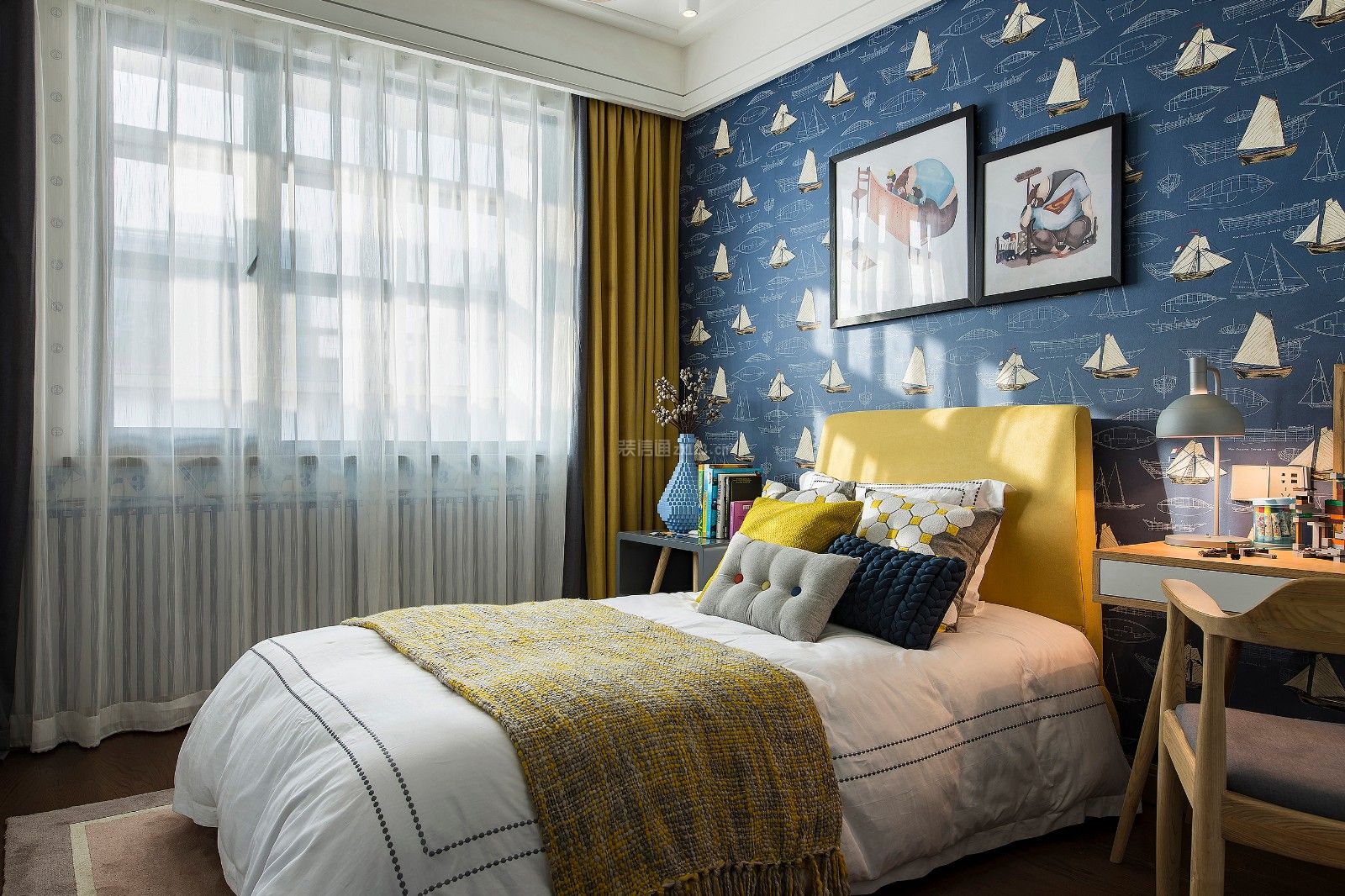新中式风格古典卧室床头背景墙装修设计效果图 – 设计本装修效果图