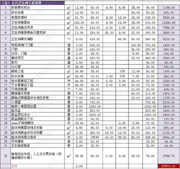 卫生间隔断报价单范本图片