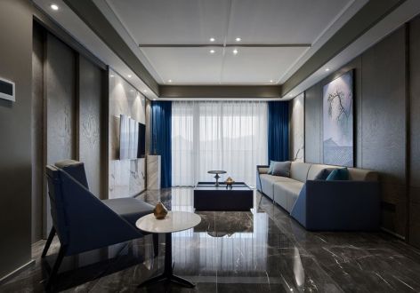 悦美国际126平现代风格三居室装修案例
