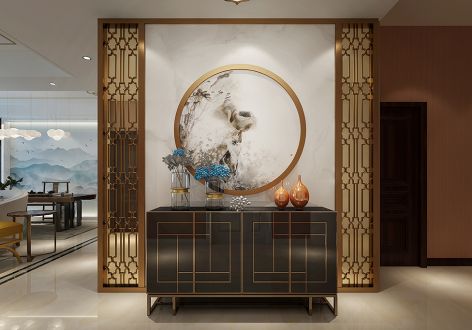 中国玺218平米五居室新中式风格装修效果图