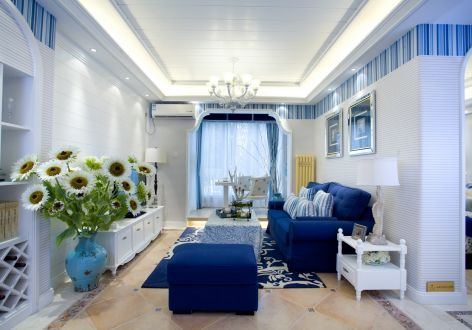 星河东悦湾128平米地中海风格三室两厅装修案例
