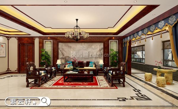 中式别墅装修设计 客厅