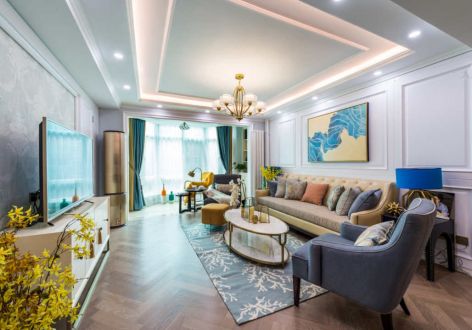 时代香海彼岸129平米美式风格四室两厅装修案例