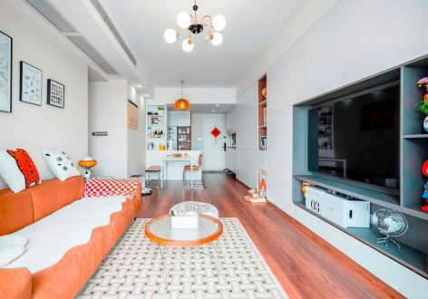 恒大绿洲东区85㎡二居室绚丽风格装修案例