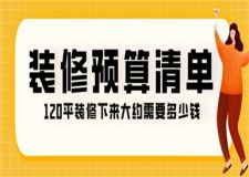 120平装修下来大约需要多少钱(装修预算清单)