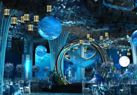 蓝色海洋风格主题宴会厅1000平米装修案例