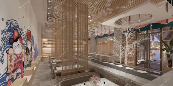 铁板寿司店现代风格400㎡设计方案