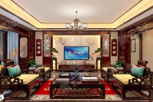 中式别墅装修运用古典红木元素诠释东方家居韵味