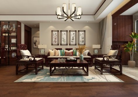 万豪南湾115㎡三居室中式风格装修案例