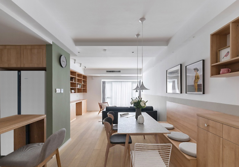 龙湖紫悦湾123平三居室日式风格装修案例