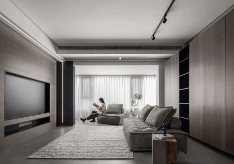 融创滨湖印129平米现代风格三室两厅装修案例