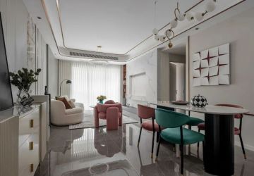洲河湾96㎡三居室现代轻奢装修案例