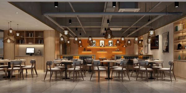 深圳维园连锁茶餐厅新中式风格200㎡设计方案