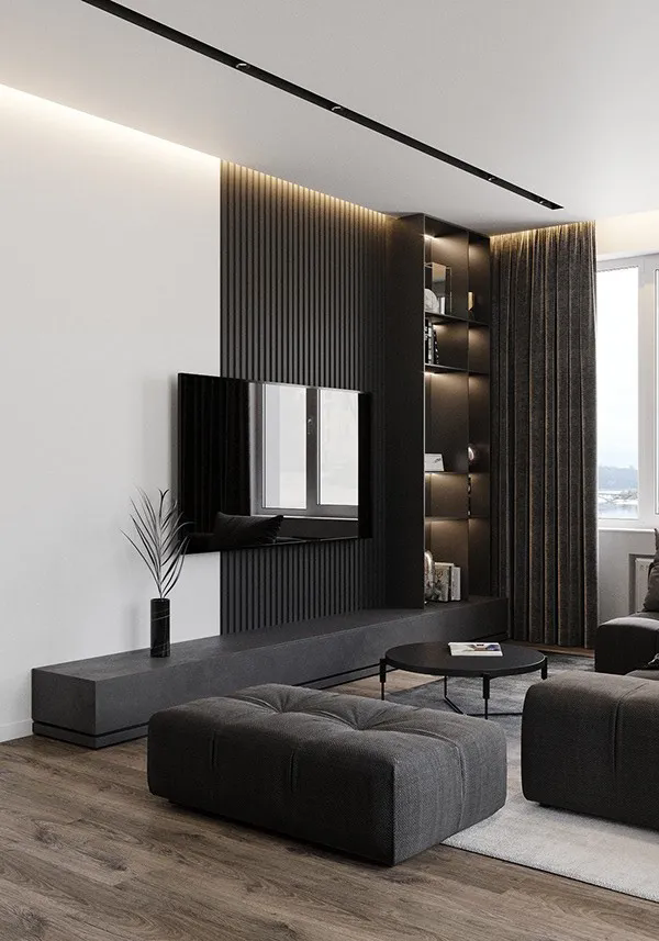90平现代风装修案例,经典全黑搭配!