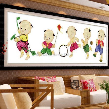 居然尚十字绣五子送福ea134