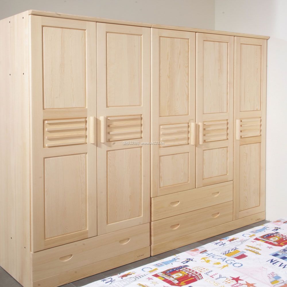 衣柜,韩式风实木三开门衣柜