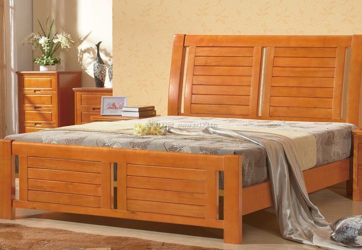 床,杨木中式双人床